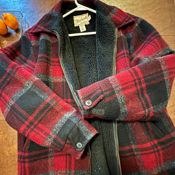 Woolrich Fleece Lined Wool Jacket 90s Vintage Men's Plaid Zip Medium - Picture 2 of 8